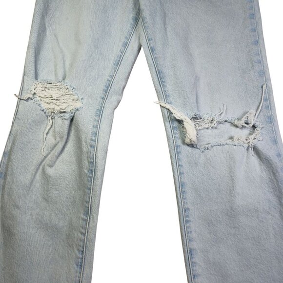 Good American Distressed Light Wash High-Rise Jeans 4/27 Cotton & Elastane - Picture 6 of 10